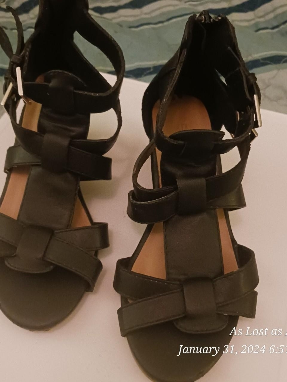 Soda Black Strappy Woven Heel Sandals
